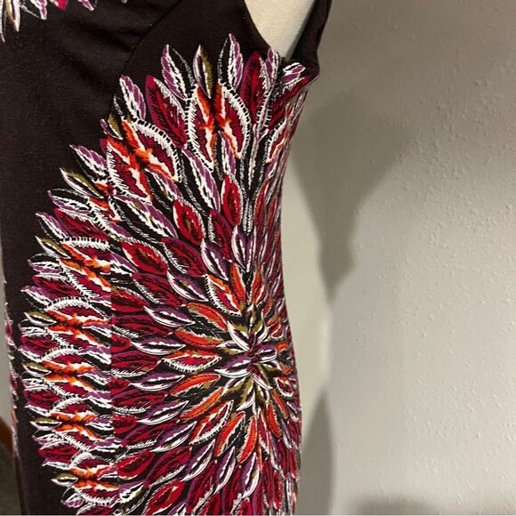 London Times Elegant brown leaves print Dress size 6 - Picture 4 of 11